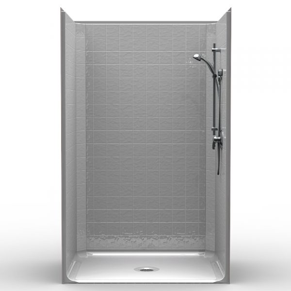 Single-Piece Barrier Free 48″ x 38″ x 77 3/8″ Shower | Beveled Threshold - On The Mend Medical Supplies & Equipment