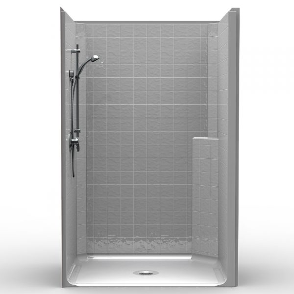 Single-Piece Barrier Free 50″ x 38″ x 77 5/8″ Shower | Traditional Threshold - On The Mend Medical Supplies & Equipment