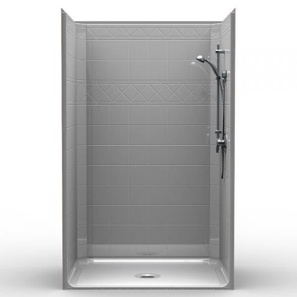 Single-Piece Barrier Free 48″ x 36″ x 77 3/8″ Shower | Traditional Threshold - On The Mend Medical Supplies & Equipment