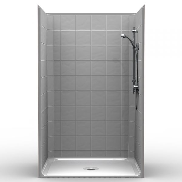 Single-Piece Barrier Free 48″ x 38″ x 78 5/8″ Shower | Beveled Threshold - On The Mend Medical Supplies & Equipment