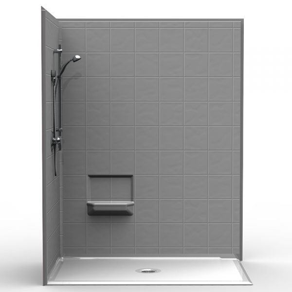 Multi-Piece Barrier Free 60″ x 36″ x 79 3/4″ Corner Shower | Beveled Threshold - On The Mend Medical Supplies & Equipment