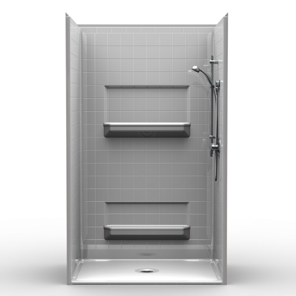 Multi Piece Barrier Free 48″ x 34″ Shower | Beveled Threshold - On The Mend Medical Supplies & Equipment