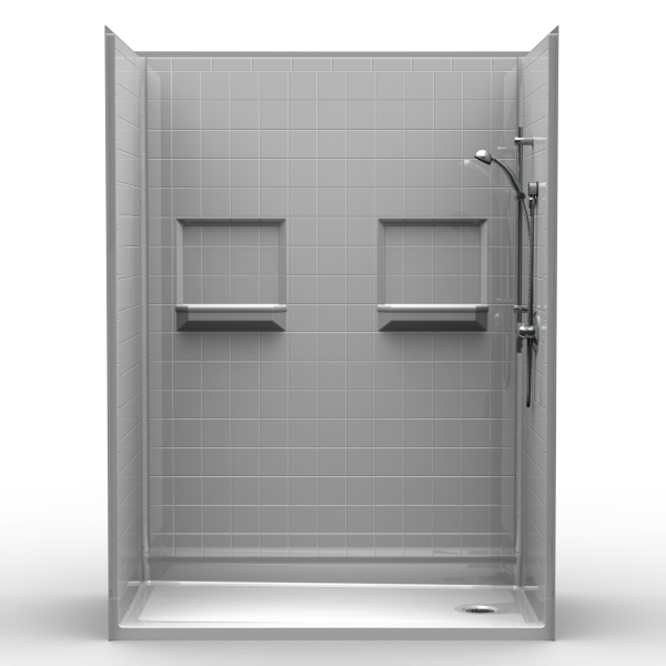 Multi-Piece Barrier Free 60″ x 33″ x 81 1/4″ Shower | Traditional Threshold - On The Mend Medical Supplies & Equipment