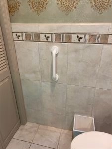 Toilet area grab bar placement